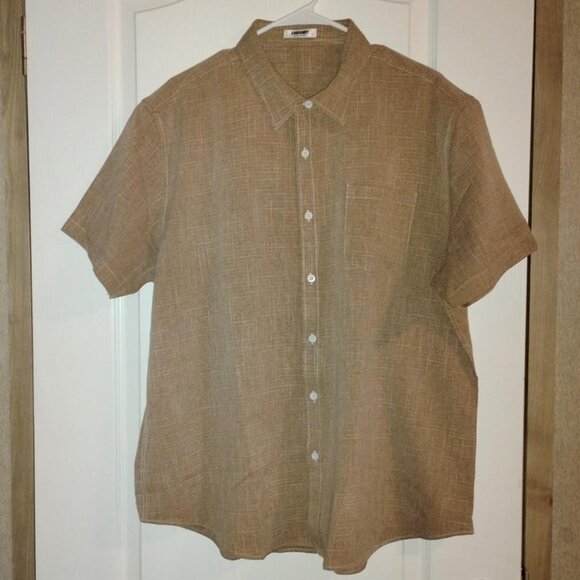 Men's Sz XL Coofandy brown button up short sleeve shirt - Picture 1 of 3